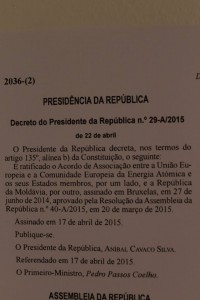 Il Portogallo ha ratificato l’Accordo di associazione della Moldova all’UE - O veste bună: Portugalia a ratificat Acordul de Asociere RM-UE