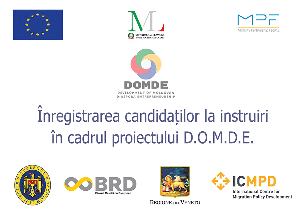 Înregistrarea candidaților la instruiri în cadrul proiectului D.O.M.D.E. DOMDE